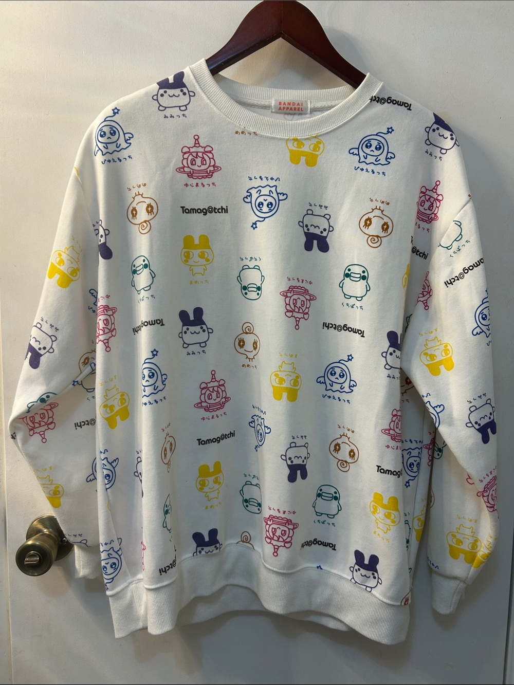 BANDAI APPAREL White Tamagotchi Crewneck Sweatshirt, Sz L
